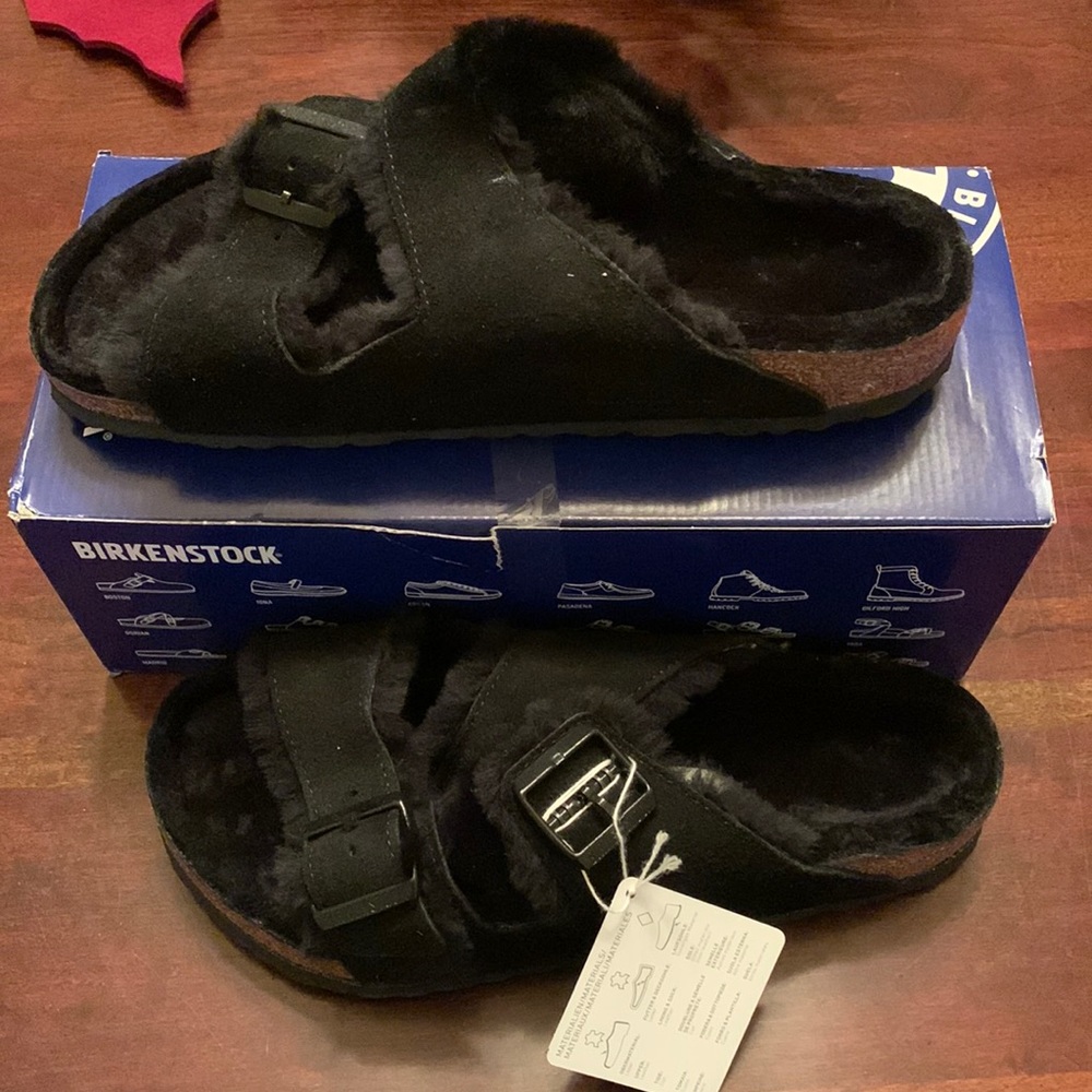 Birkenstocks Arizona fur black
